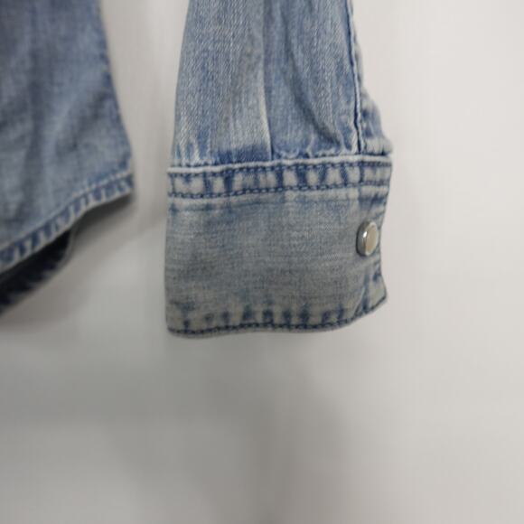Givenchy Blue Denim Washed Star Chambray Pearl Snap Button Down Shirt 36 US 4 - Picture 11 of 16